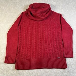 Ivanka Trumps Sweater Cable Knit Red‎ Turtleneck Soft Casual Cozy women's Small